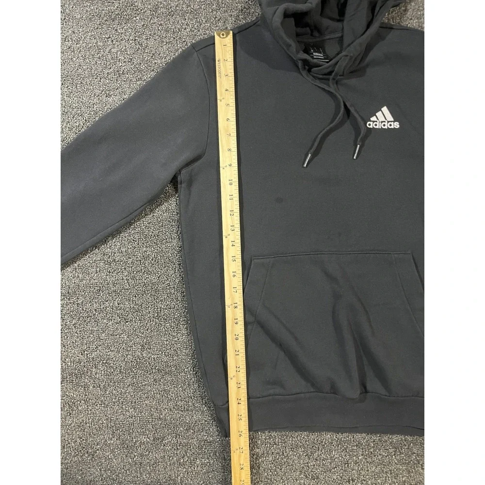 Adidas Essentials Fleece Hoodie Black White Logo Pullover Mens‎ Small S